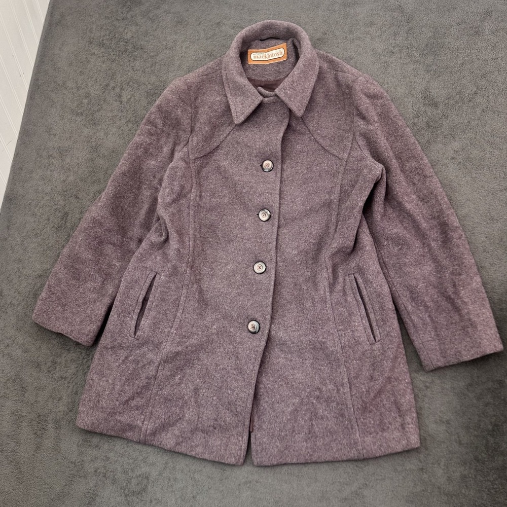 Vintage Mackintosh Wool Pea Coat Jacket Purple Women's size 14 Authentic